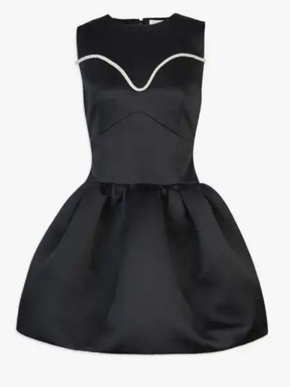 Tanya Taylor Noaki Embellished Black Satin Mini Flare Dress size 6
